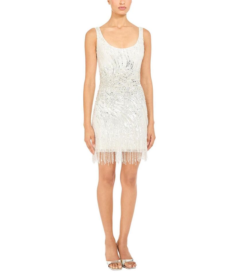 ジェニー・パッカム レディース トップス 衣裳 ミニ スパンコール フリンジ Jenny Packham Noella Sequined Embellished Fringed Mini Dress Ivory 象牙色