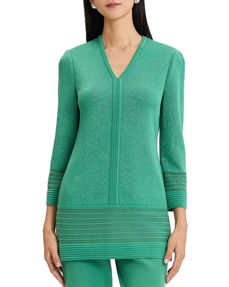 ミンウォン レディース トップス プルオーバー 編み物 Ming Wang Classic Burnout Medallion Soft Knitunic Kelly Green 緑であること