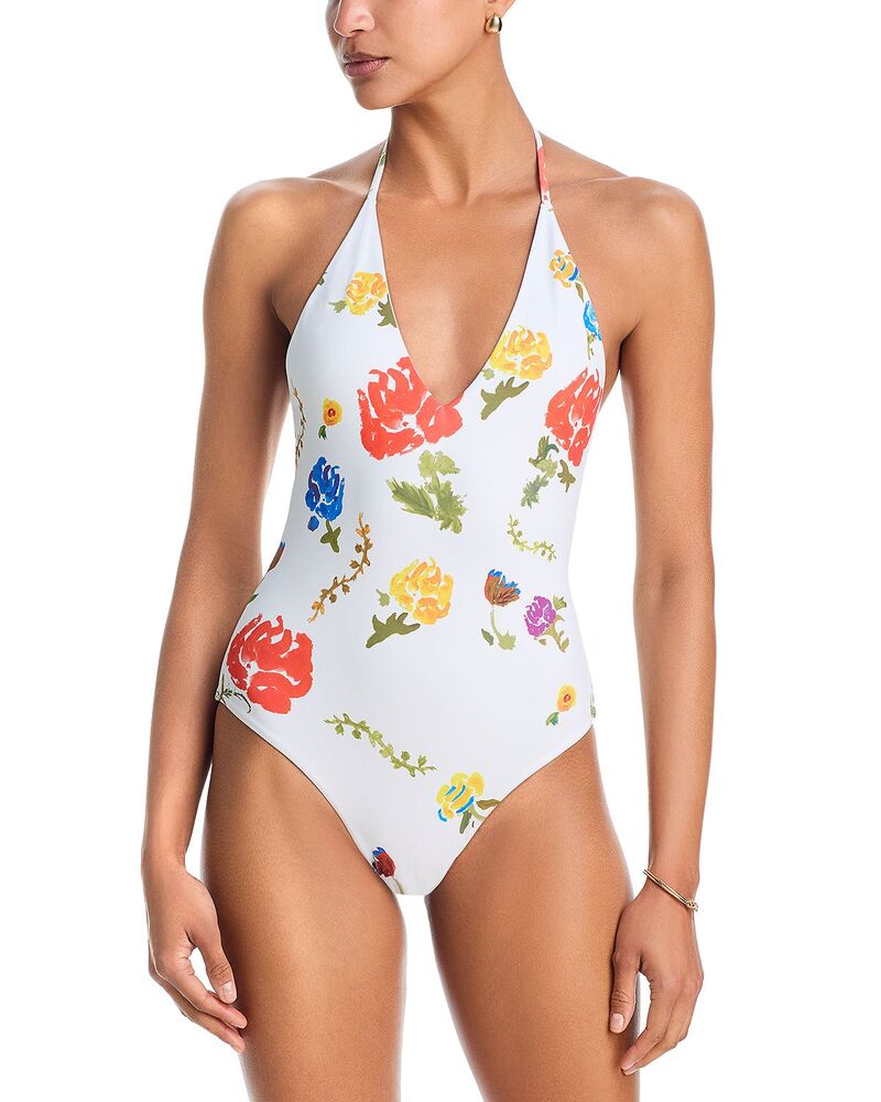 キャロリーナコンスタス レディース 水着 上下セット ホルター CAROLINE CONSTAS Vivi Halter One Piece Swimsuit White Multi ホワイト|ReVida 店
