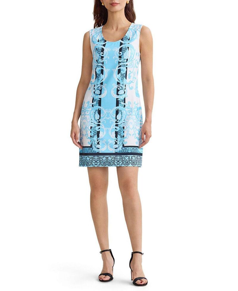 ミンウォン レディース トップス 衣裳 縮緬リント Ming Wang Printed Stretch Deco Crepe Sheath Dresserene White Black 白いこと