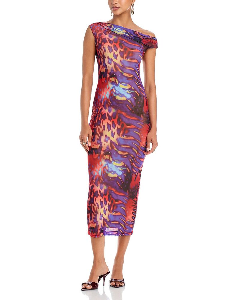 エーエフアールエム レディース トップス ワンピース アシンメトリー ミディ AFRM Holden Asymmetric Neckline Midi Dress Cobalt Scale コバルト|ReVida 店
