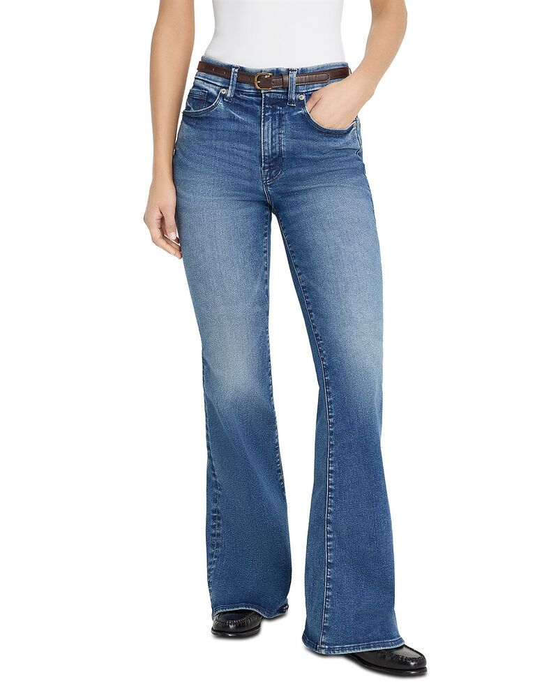好ましいアメリカン レディース ボトムス ジーンズズボン下 デニム Good American Always Fits Good Legs High Rise Flare Jeans indigo1071 Indigo1071