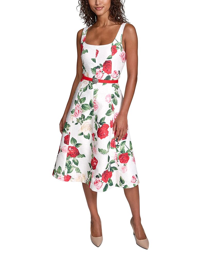 長い巻き毛 ラガーフェルド レディース トップス 衣装 MIDI KARLAGERFELD PARIS Brocade Midi Dressoft White Multi 白いこと