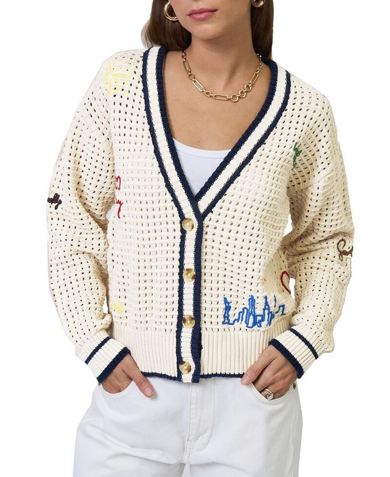 セントラルパークウェスト レディース アウター ジレー スウェーター チェルシー 刺しゅう Central Park West Women\u0027s Chelsea Embroidered Cardigan Sweater Ivory White 白いこと