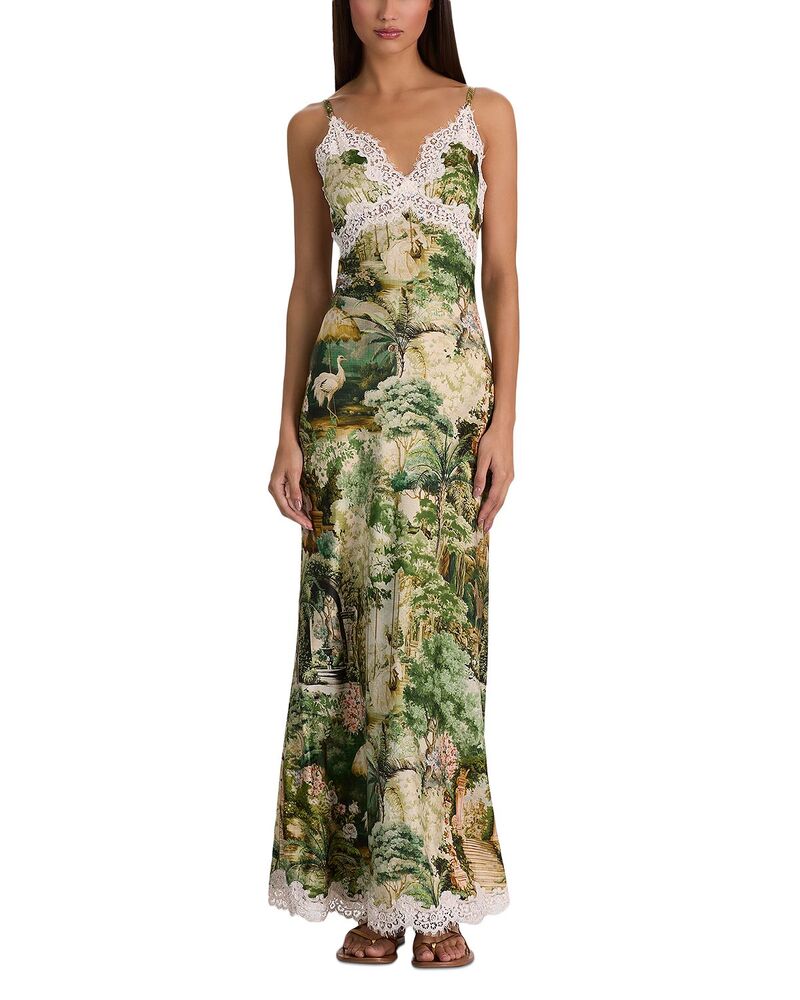 アリスアンドオリビア レディース トップス 衣装 スピード競技刈り込み MIDI スピード競技 Alice and Olivia Julietta Lace Trimidi Slip Dress Terrain Lg