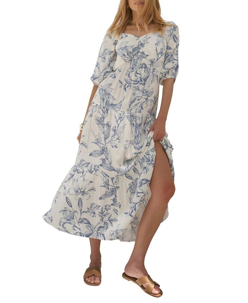 ミルトンベルベット レディース トップス 衣裳 御花柄 刷り上げる マキシ 御花 Mint Velvet Women\u0027s Floral Print Dropped Waist Maxi Dress Blue 青碧