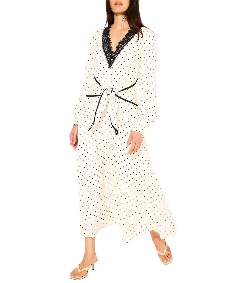 ミルトンベルベット レディース トップス 衣裳 一点柄 一点 マキシ Mint Velvet Women\u0027s Polka Dotie Maxi Dress Cream 皮膚軟化剤