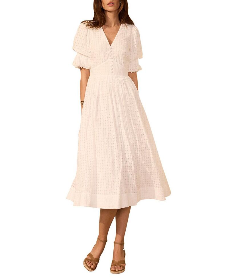 ミルトンベルベット レディース トップス 衣裳 MIDI Mint Velvet Women\u0027s Checked Midi Dress Ivory 象牙色
