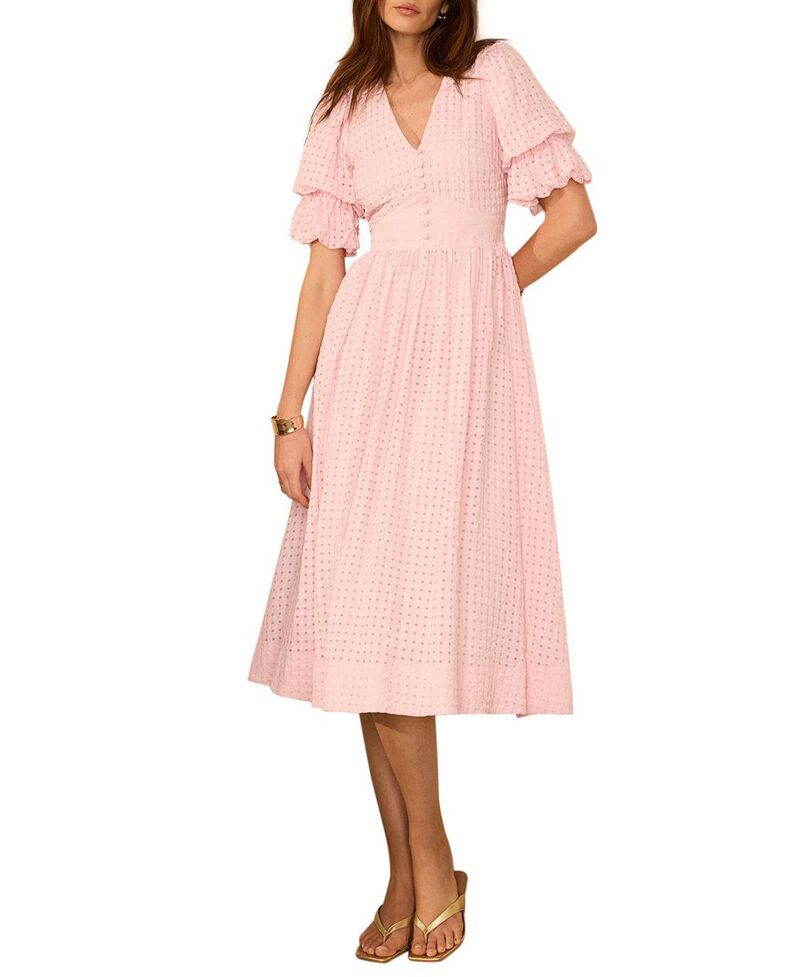 ミルトンベルベット レディース トップス 衣裳 MIDI Mint Velvet Women\u0027s Checked Midi Dress Pink さくら色