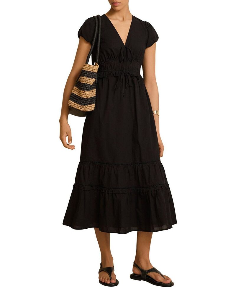 ミルトンベルベット レディース トップス 衣裳 MIDI 綿織物 Mint Velvet Women\u0027s Cotton Midi Dress Black 黒いこと