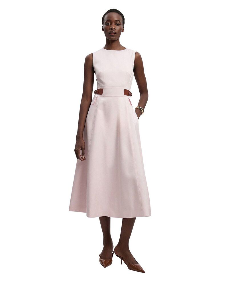 カレンミレン レディース トップス 衣装 プチ MIDI リネン Karen Millen Petite Tailored Linen Full Midi Dress Blush 毛はらい