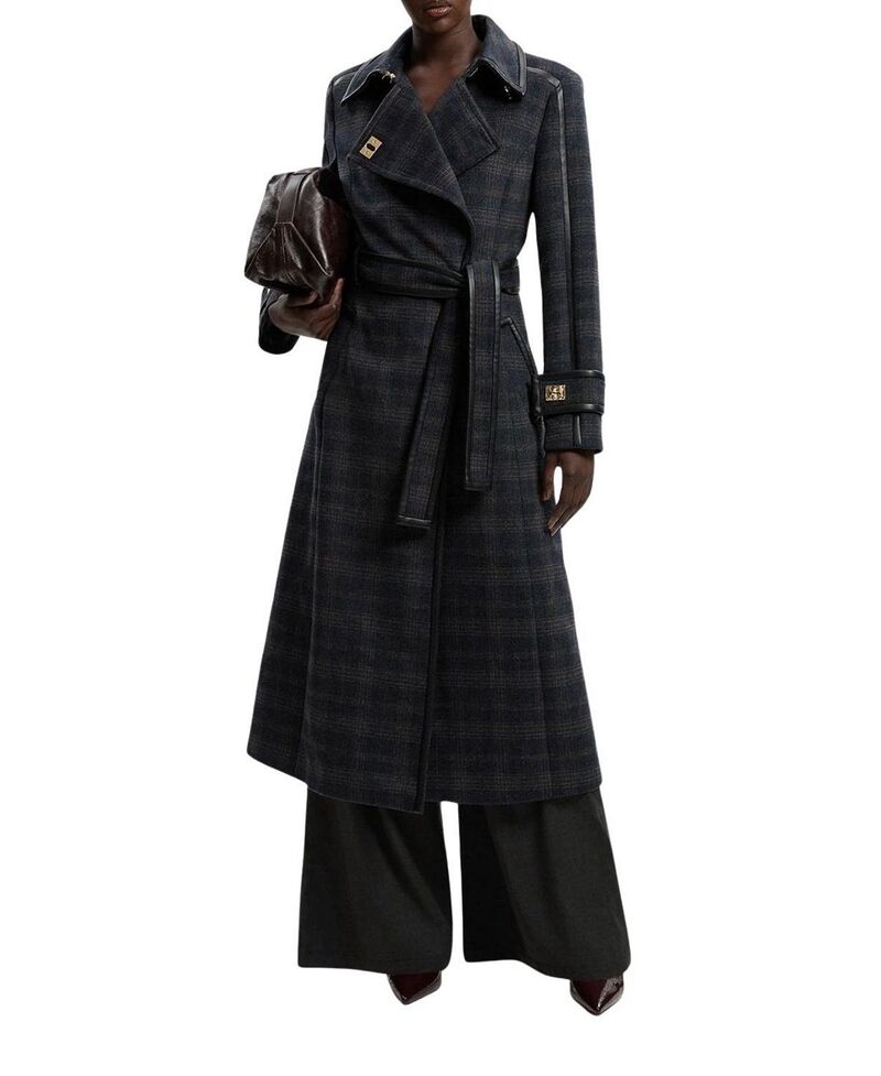 カレンミレン レディース アウター 厚地の外套 midi Karen Millen Double Breasted Belted Midi Coat Grey 薄墨色