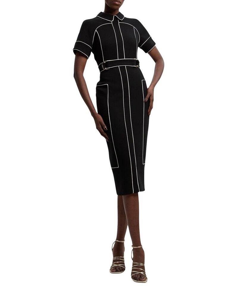 カレンミレン レディース トップス 衣裳 MIDI Karen Millen Compact Stretch Pencil Midi Dress Black 黒いこと