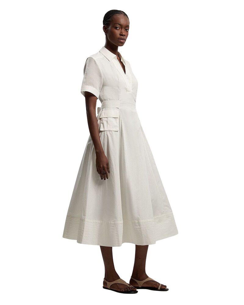 カレンミレン レディース トップス 衣裳 MIDI Karen Millen Utility Short Sleeve Organdie Midi Dress Ivory 象牙色