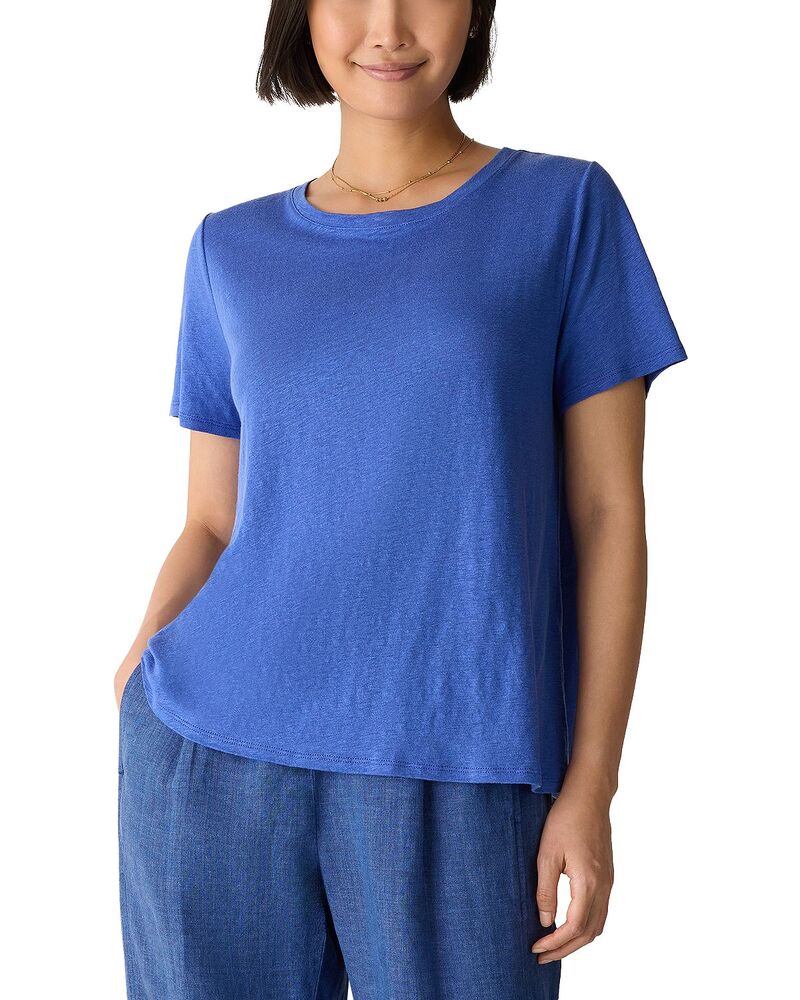 エイリーンフィッシャー レディース トップス ティーシャツ 労働者の一団のど首 Eileen Fisher Crewneck Short Sleeve Tee Blue Star 青碧