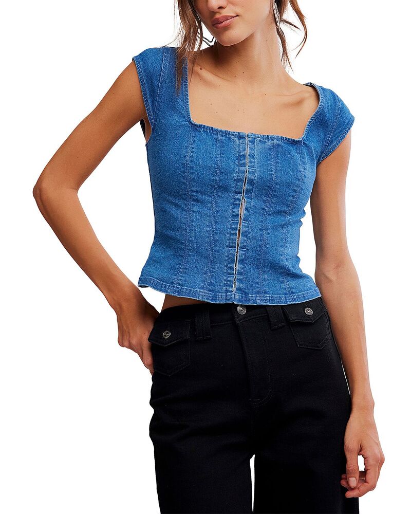 フリーピープル レディース トップス プルオーバー ジーンズ Free People Marilyn Denim Corsetop Skylight ジーンズ