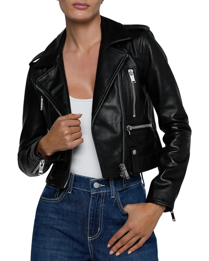 ラジャンス レディース アウター 上衣・上衣 なめし革 L\u0027AGENCE Blakely Leather Biker Jacket Black 黒いこと