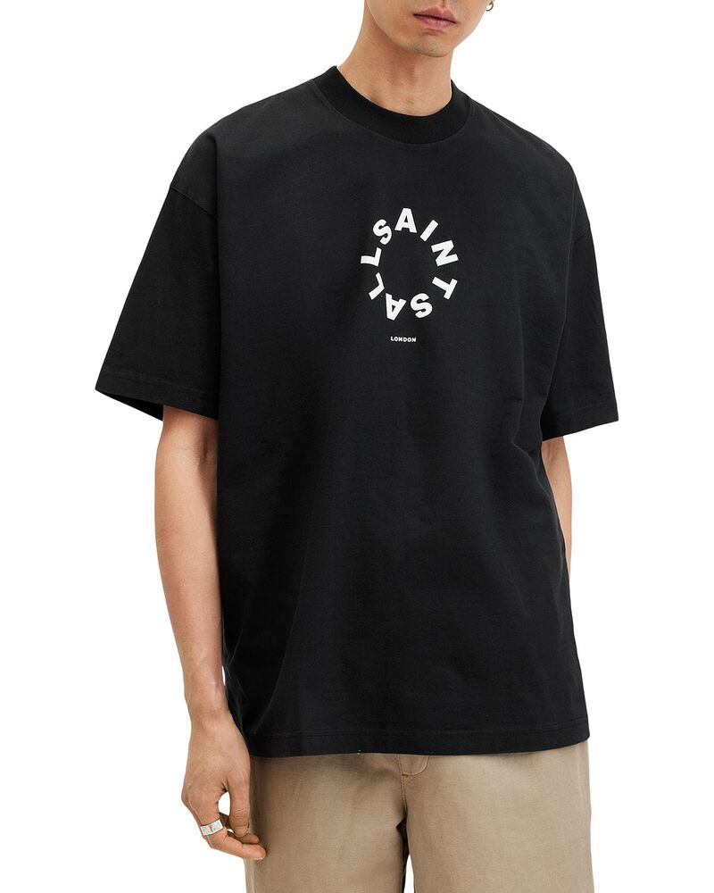 オールセインツ メンズ トップス プルオーバー グラフィック ALLSAINTS Tierra Graphic Tee Jet Black 2 黒いこと