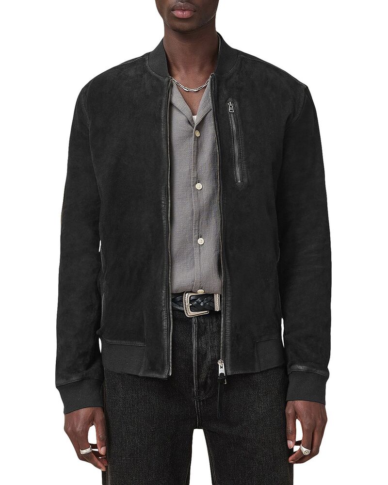 オールセインツ メンズ アウター ジャケット・ブルゾン スエード ALLSAINTS Kemble Suede Bomber Jacket Cinder Black ブラック|ReVida 店