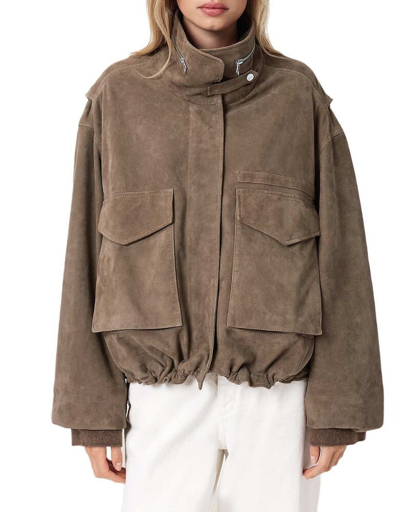 オールセインツ レディース アウター 上衣・上衣 スエードクロス ALLSAINTS Clay Suede Jacket Walnut Brown 赤銅色