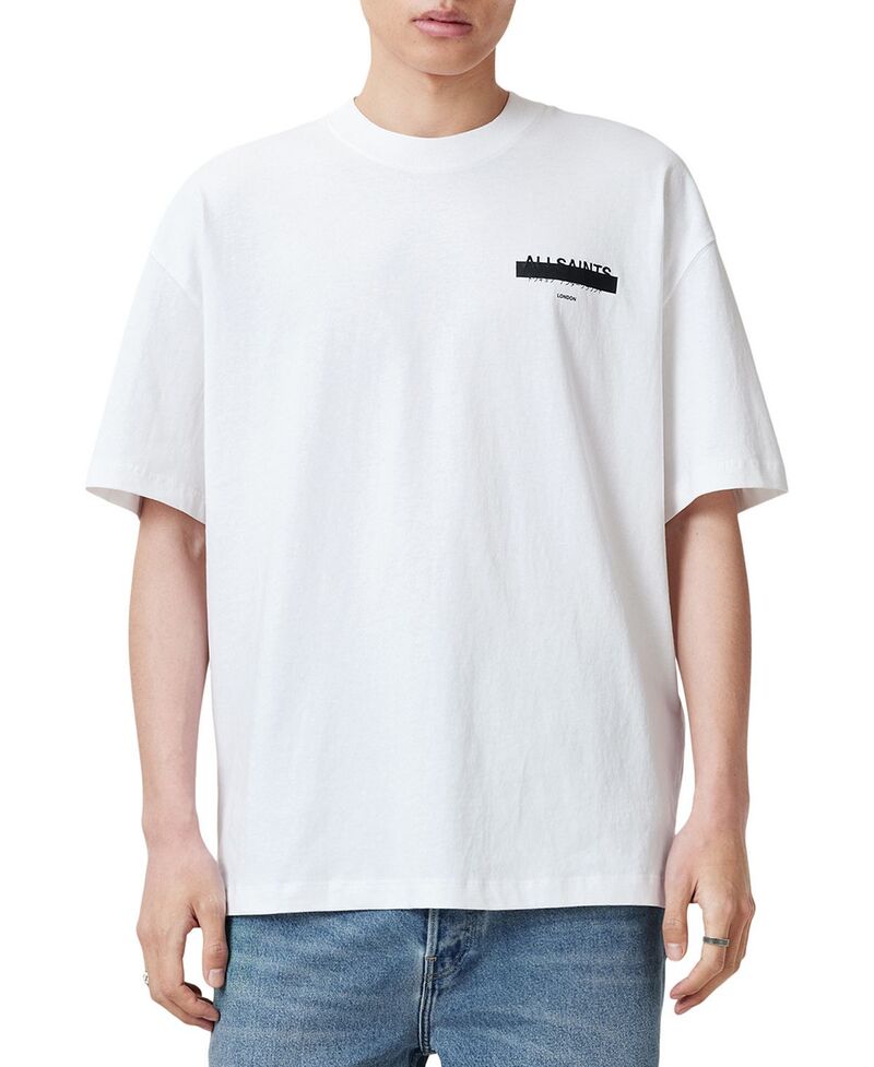 オールセインツ メンズ トップス プルオーバー ロゴタイプ グラフィック ALLSAINTS Redact Graphic Logo Tee Ashen White 白いこと