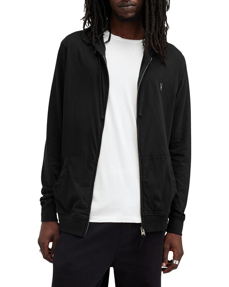 オールセインツ メンズ アウター パーカー・スウェット ALLSAINTS Brace Zip Hoodie Jet Black 黒いこと