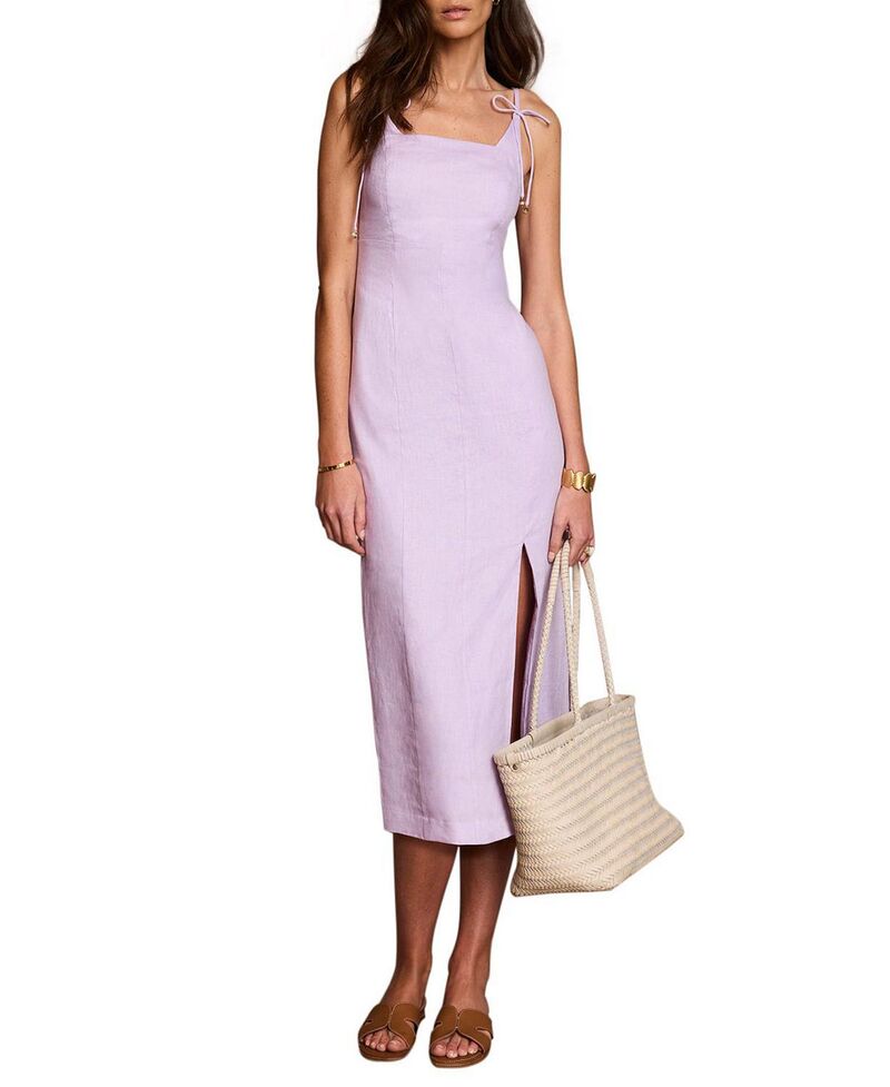 ミルトンベルベット レディース トップス 衣裳 MIDI リネン Mint Velvet Women\u0027s Linen Bow Detail Midi Dress Lilac 紫はしどい