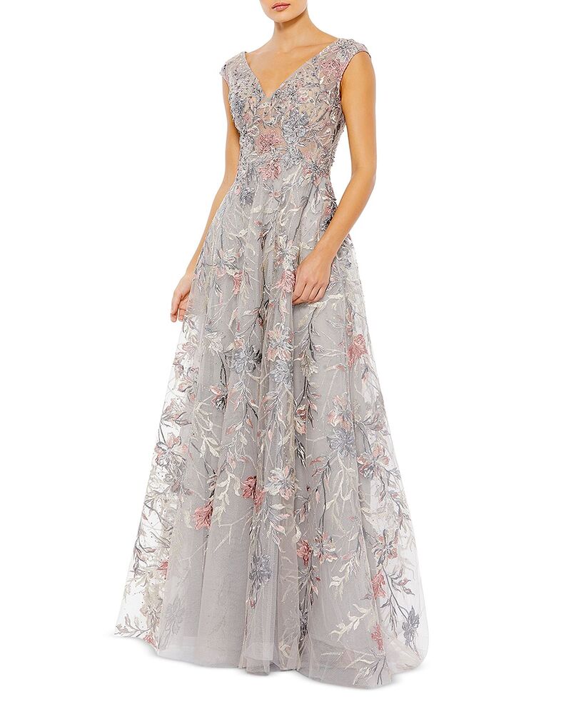 マックダガル レディース アンダーお召しもの ナイト爵お召しもの A 生産ライン 刺しゅう 旗がしら Mac Duggal Embroidered Illusion Cap Sleeve A Line Gown Multi マルチ色合い