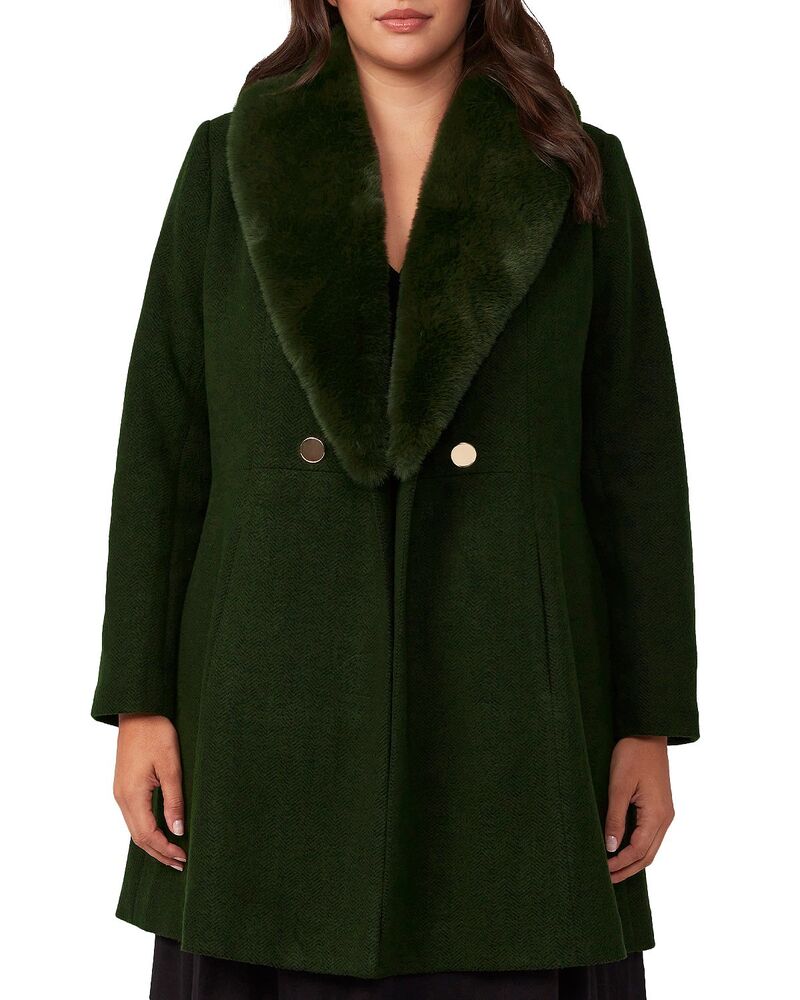 エステルつけ加える レディース アウター 厚地の外套 Estelle Plus Grammys Faux Fur Trimmed Coat Olive オリーブ