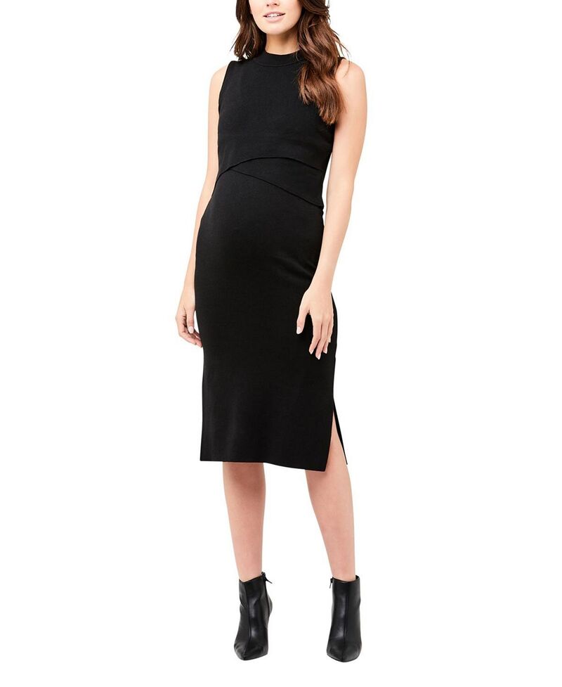 ライプマタニティ レディース トップス 衣装 編み物 Ripe Maternity Layered Knit Nursing Dress Black 黒いこと