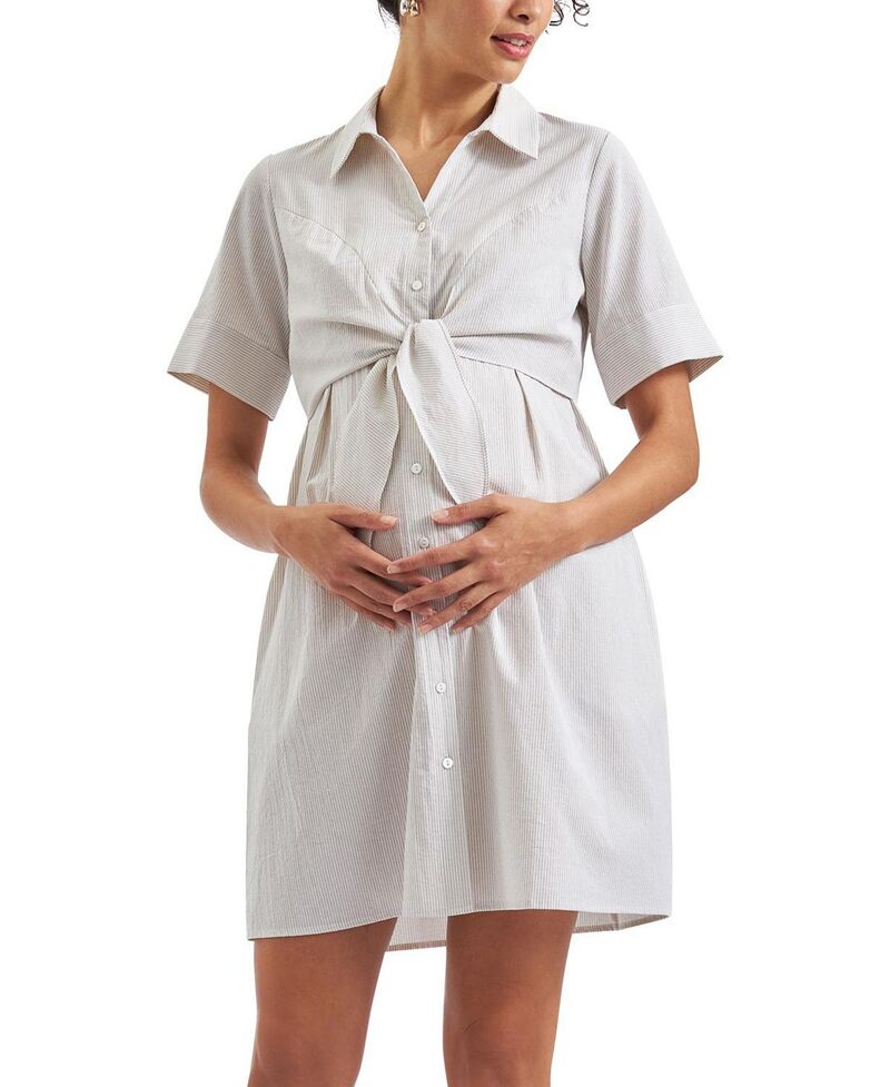 ライプマタニティ レディース トップス 衣装 Ripe Maternity Bronte Tie Up Dress Natural /White 白いこと