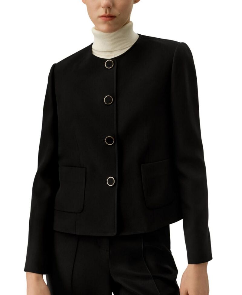 リリーシルク レディース アウター ジャケット・ブルゾン LILYSILK Tailored Silk Boxy Jacket Black ブラック｜ReVida 店