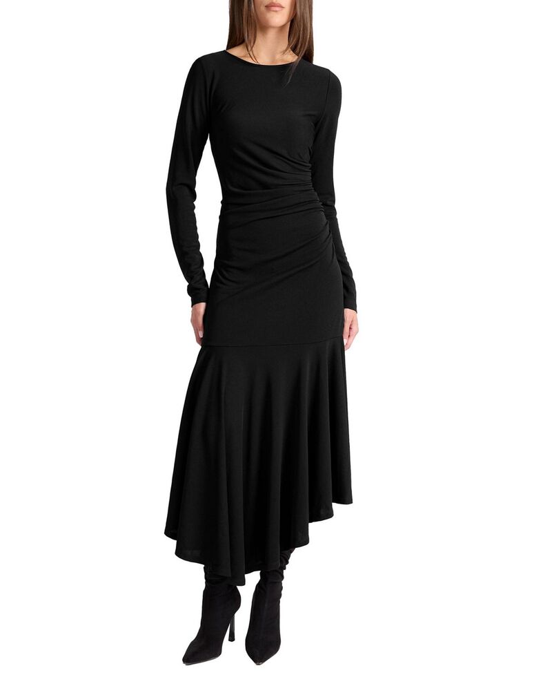 サントレッリ レディース トップス ワンピース ジャージー Santorelli Abigailong Sleeve Hi Lo Dress with Side Ruching in Fluid Jersey Black ブラック｜ReVida 店