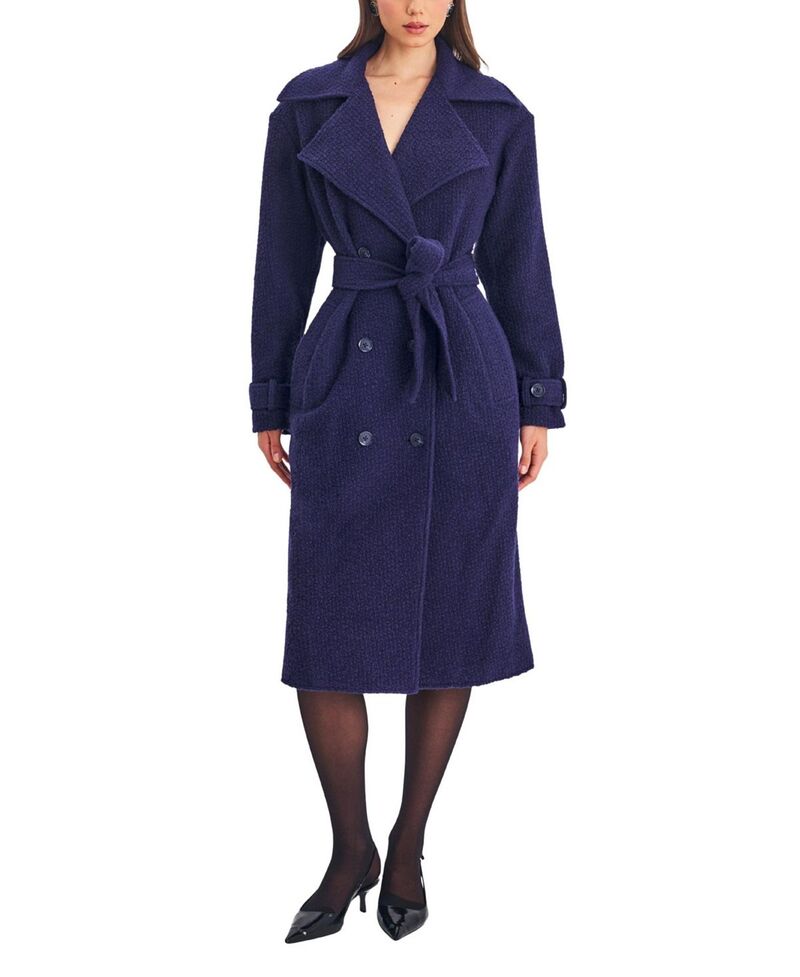 ミスサークル レディース アウター コート ウール Miss Circle Jaelyn Wool Blendouble-Breasted Belted Coat Midnight Blue ブルー|ReVida 店