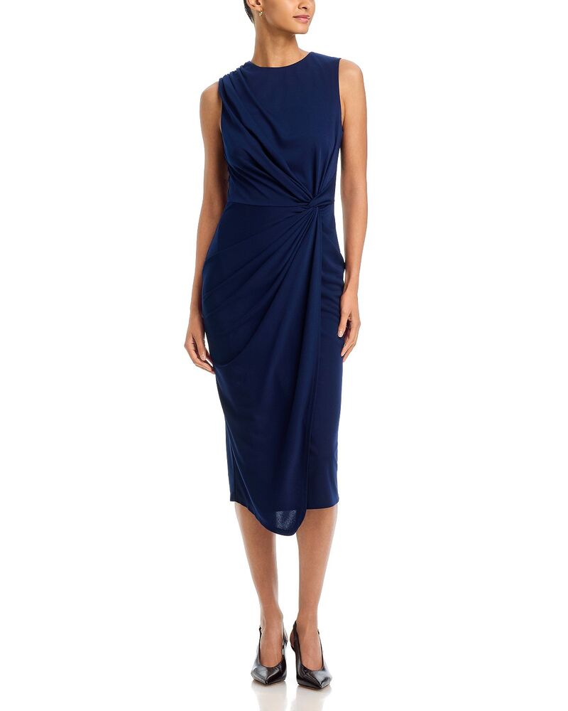 アクア レディース トップス 衣装 MIDI プルオーバー AQUA Jersey Knot Waist Midi Dress - Exclusive Navy 米国海軍