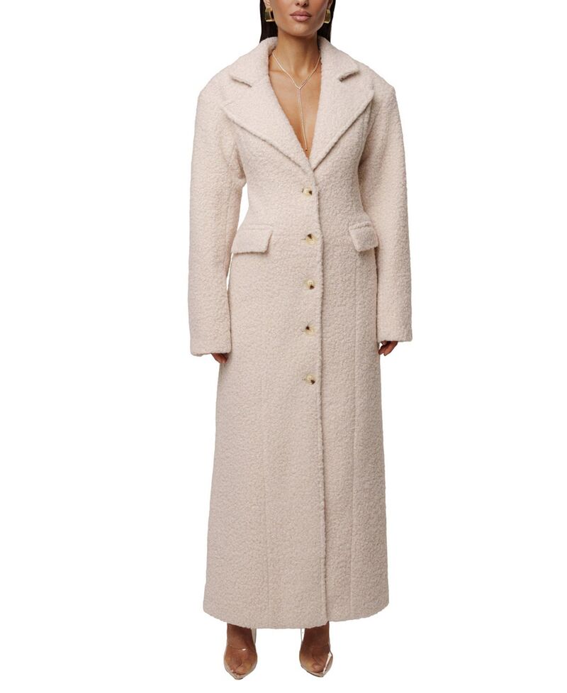 ジェイラックスレーベル レディース アウター 厚地の外套 JLUXLABEL Midnight Check インチ Coat Ivory 象牙色