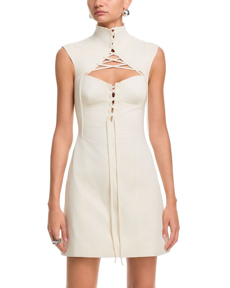 マックイーン レディース トップス 衣装 カットアウト ミニ 綿織物 McQueen Cutout Corset Cotton Mini Dress White/Multi 白いこと
