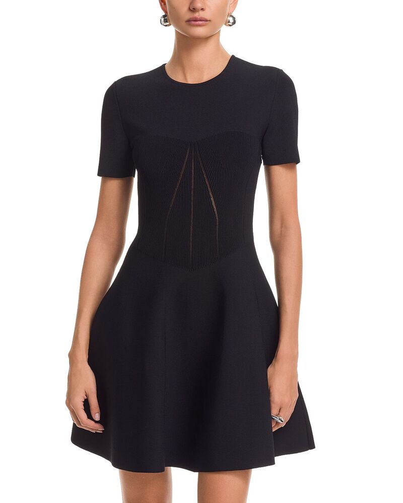 マックイーン レディース トップス 衣装 ミ編み物 McQueen Compact Knit Mini Dress Black 黒いこと