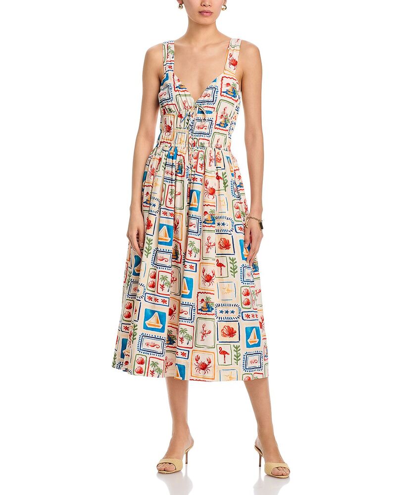 お月さまリバー レディース トップス 衣装 Moon River Sweetheart Neck Dress Beige Multi ベージュ