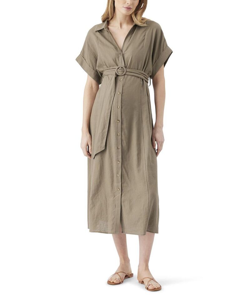 ライプマタニティ レディース トップス プルオーバー リネン Ripe Maternity Amy Linenursing Shirt Dress Olive オリーブ