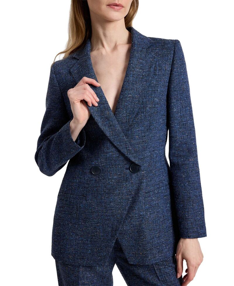 サントレッリ レディース アウター 上衣・上衣 スポーツジャケット Santorelli Rowan Double Breasted Blazer インチ Modern Donegal Fabric Midnight