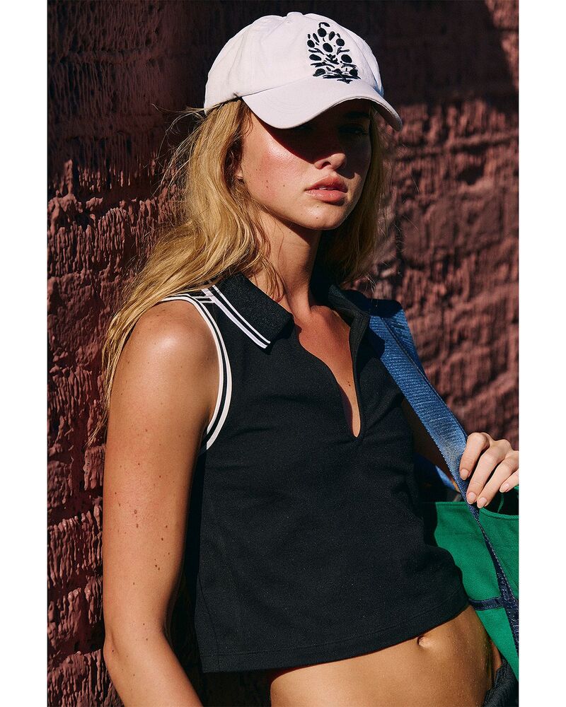 フリーピープル レディース トップス スポーツシャツ Free People Forehand Polo Top Black 黒いこと