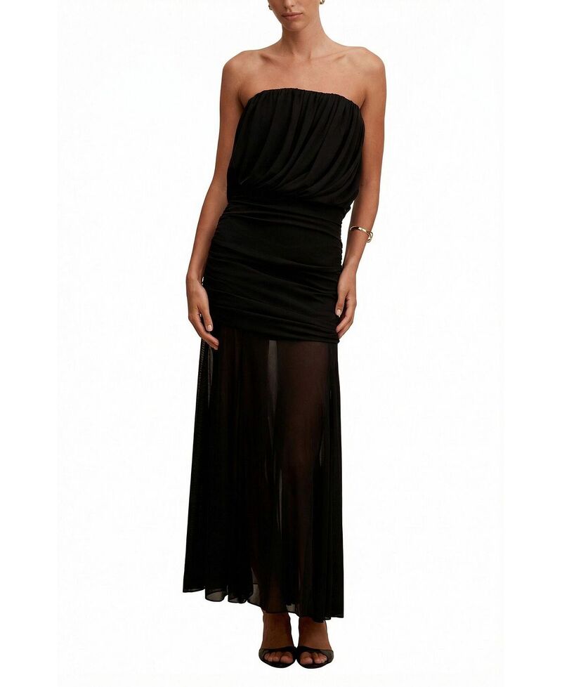 エバーニュー レディース トップス 衣装 ドレープ マキシ Ever Newomen\u0027s Lyra Bandeau Draped Maxi Dress Black 黒いこと