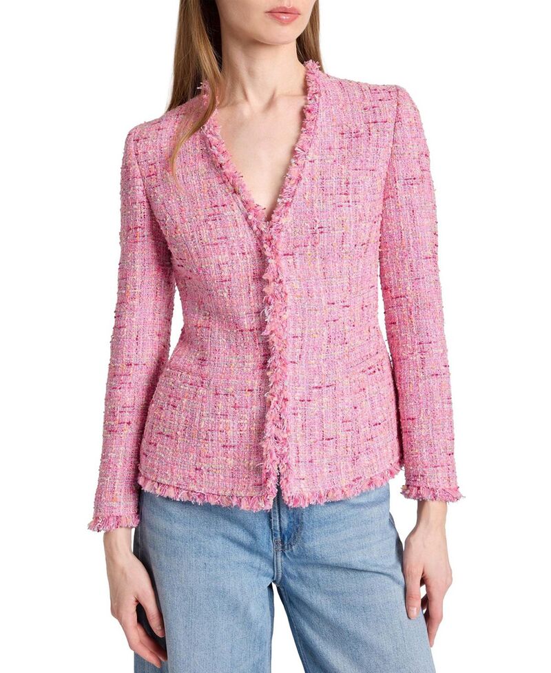 サントレッリ レディース アウター 上衣・上衣 ツィード 綿織物 Santorelli Cynthia Jacket インチ Luxury Cotton Blend Tweed Candy Pink サクラ色