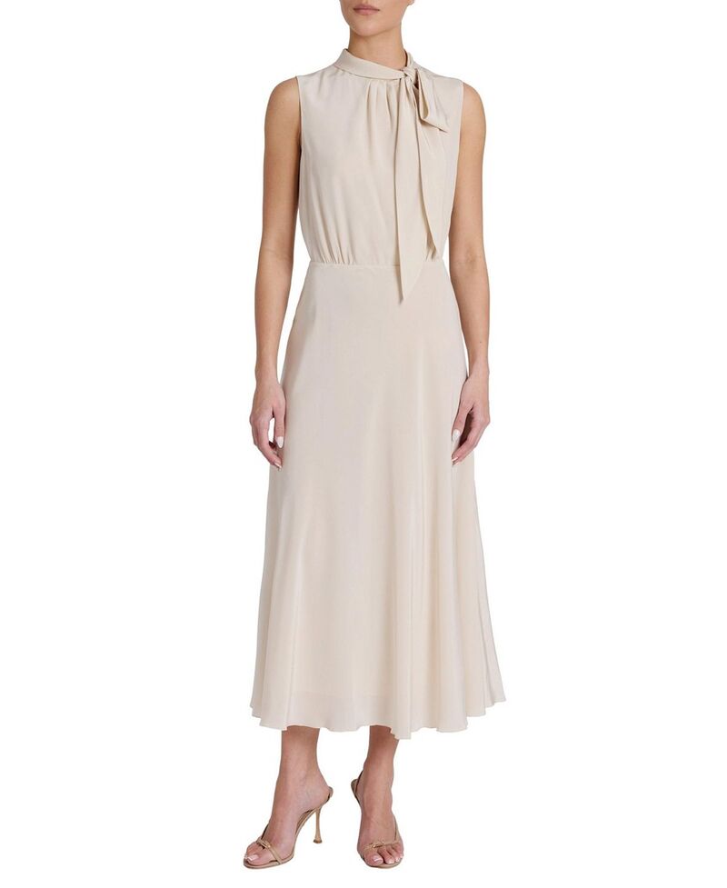 サントレッリ レディース トップス 衣装 モックネック MIDI 地絹 ノースリーブ Santorelli Petra Sleeveless Mock Neck Silk Midi Dress Beige ベージュ