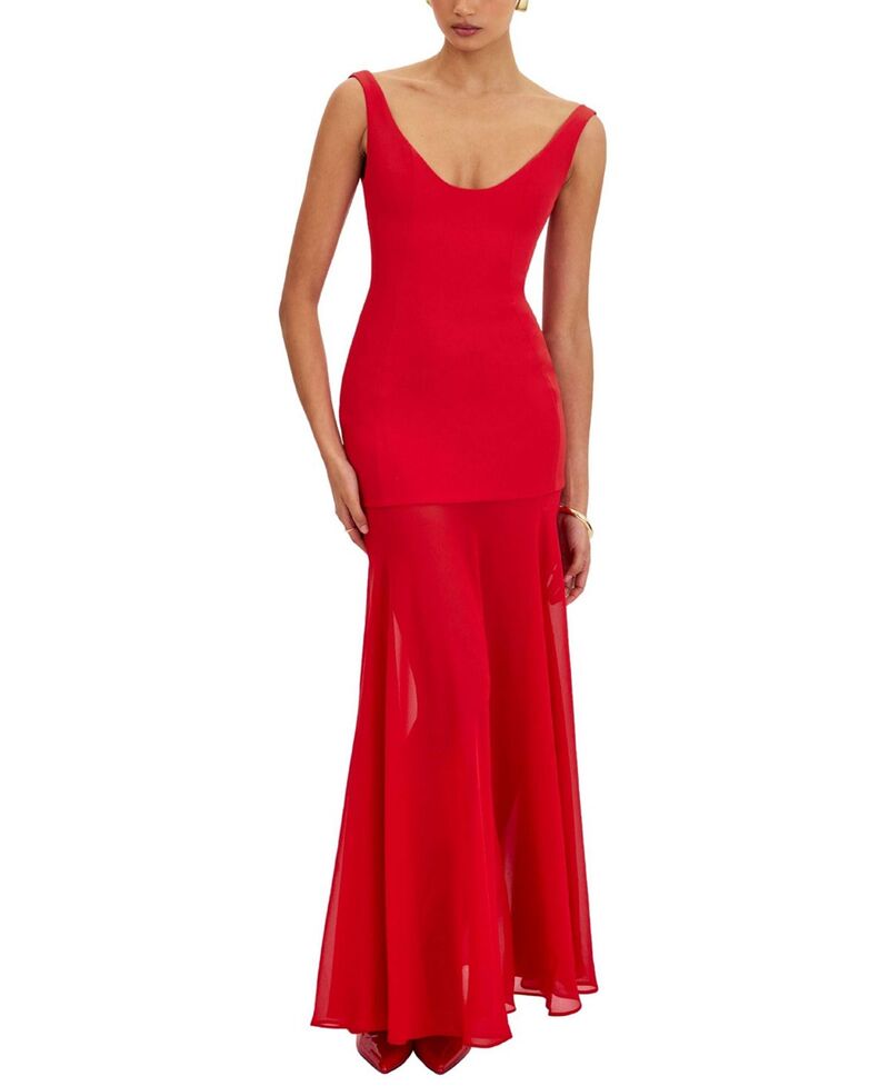 し損ない倶楽部 レディース トップス 衣装 マキシ Miss Circle Verona Scoop Neck Flared Maxi Dress Crimson クリムゾン