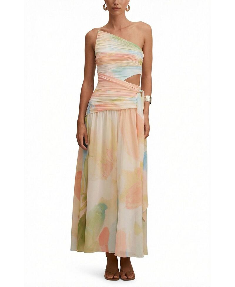 エバーニュー レディース トップス 衣装 ギャザー マキシ Ever Newomen\u0027s Connie Ruched Asymaxi Dress Meliabstract