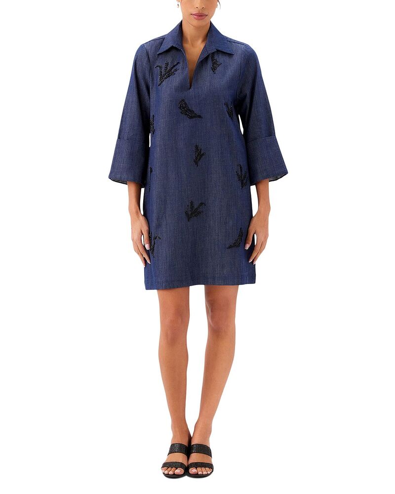 カレンケーン レディース トップス 衣装 A 生産ライン Karen Kane Beaded A Line Dress Indigo インディゴ