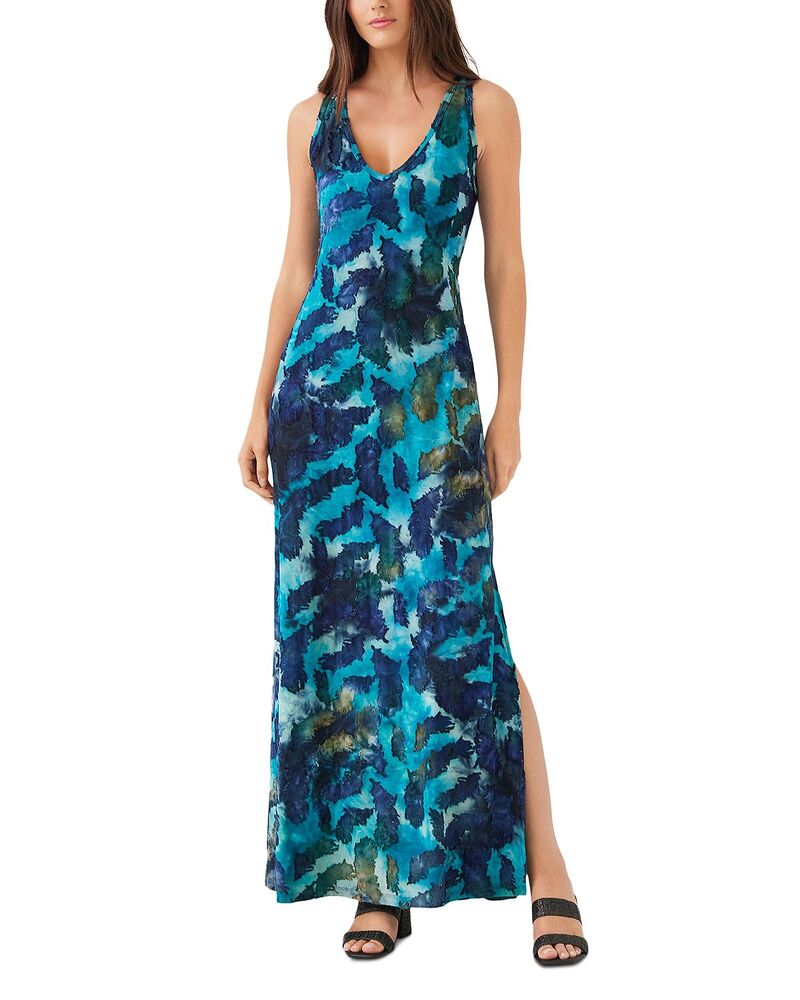 カレンケーン レディース トップス 衣装 片方細長い切口 マキシ Karen Kane Side Slit Maxi Dress Teal ティール