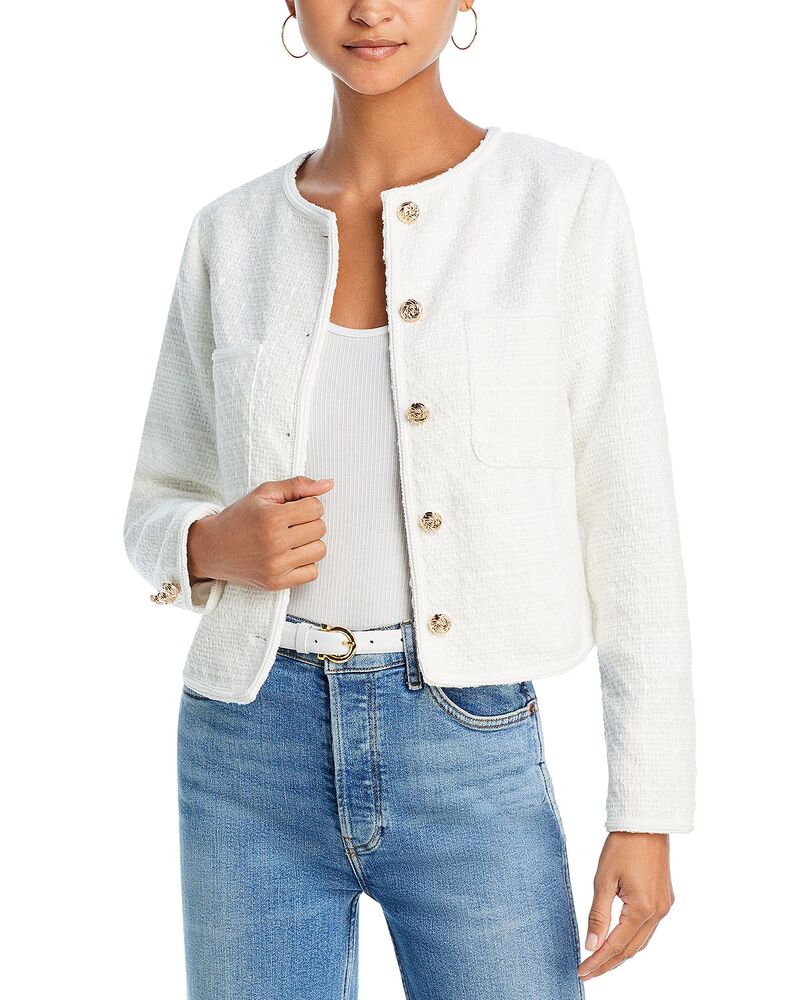 アクア レディース アウター 上衣・上衣 ツィード AQUA Tweed Jacket - Exclusive White 白いこと
